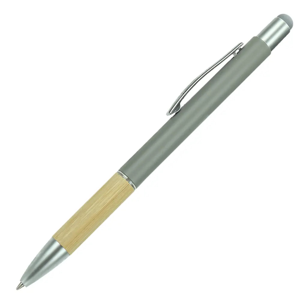 Aluminijasti kemični svinčnik z detajli iz bambusa touch