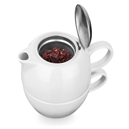 Porcelanasti čajni komplet 2 v 1