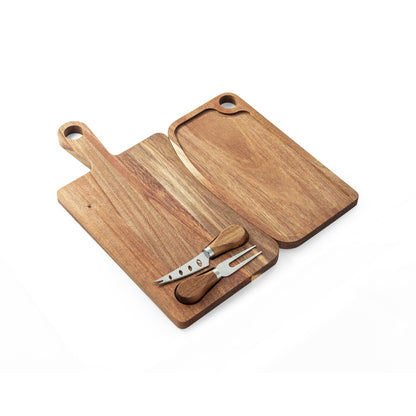 Deska za sir iz akacijevega lesa s priborom
