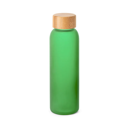 Steklena flaška z matirano površino in z bambusovim pokrovom, 520 ml