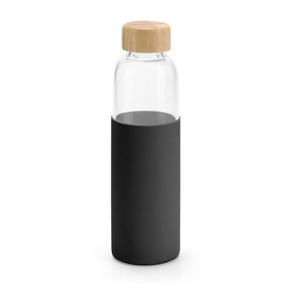 Steklena steklenica z bambusovim pokrovom in silikonskim ovojem, 600 ml