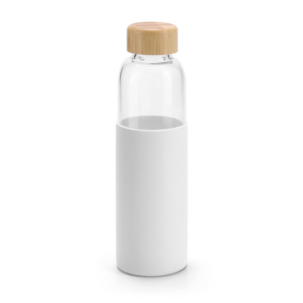 Steklena steklenica z bambusovim pokrovom in silikonskim ovojem, 600 ml