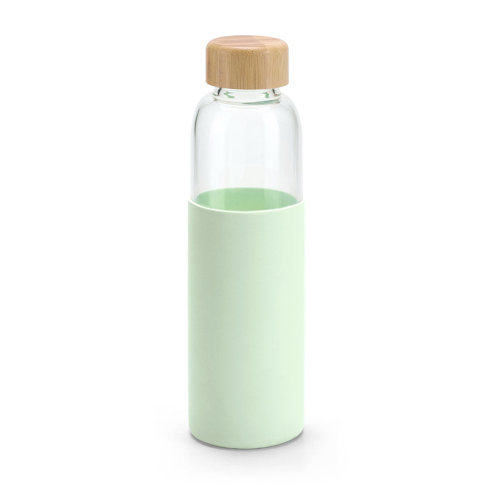 Steklena steklenica z bambusovim pokrovom in silikonskim ovojem, 600 ml