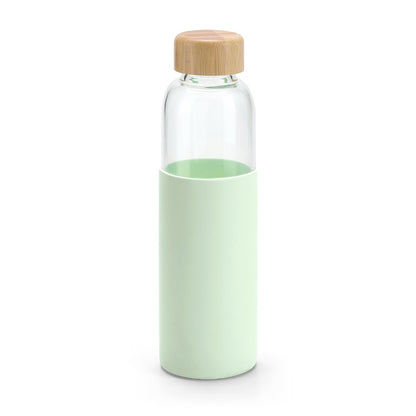 Steklena steklenica z bambusovim pokrovom in silikonskim ovojem, 600 ml