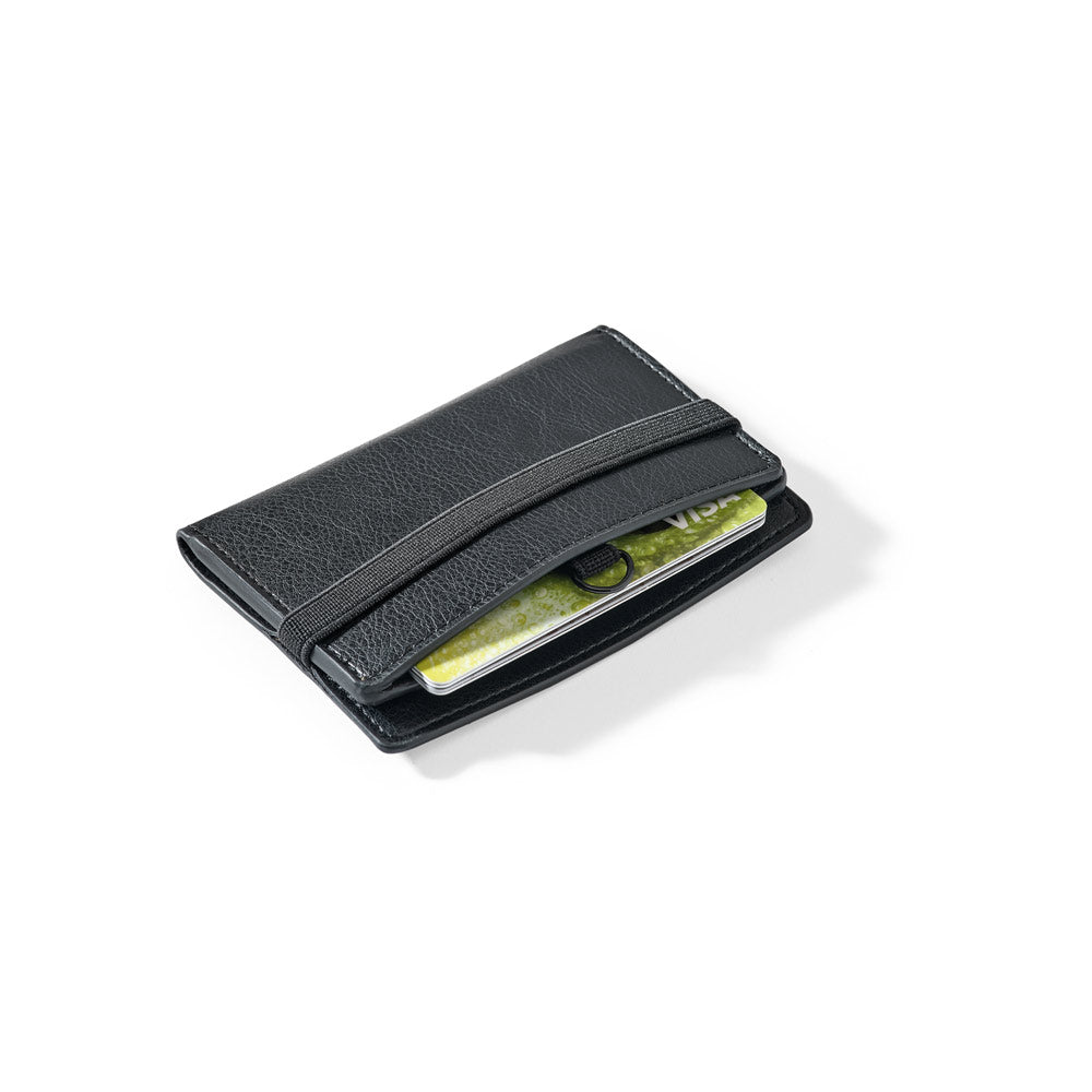 Etui za kartice iz umetnega usnja z RFID zaščito in elastičnim zapiranjem