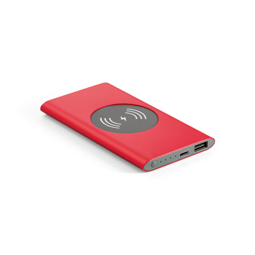 Power bank iz recikliranega aluminija 4.000 mAh z brezžičnim polnilnikom