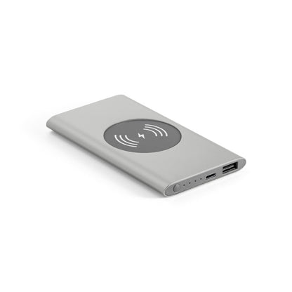 Power bank iz recikliranega aluminija 4.000 mAh z brezžičnim polnilnikom