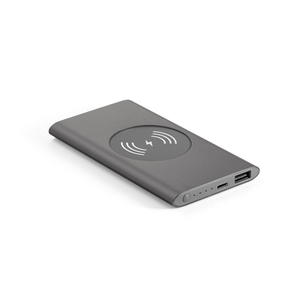 Power bank iz recikliranega aluminija 4.000 mAh z brezžičnim polnilnikom