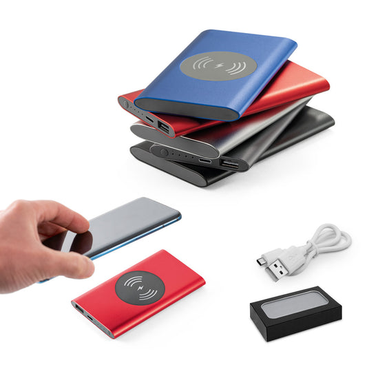 Power bank iz recikliranega aluminija 4.000 mAh z brezžičnim polnilnikom
