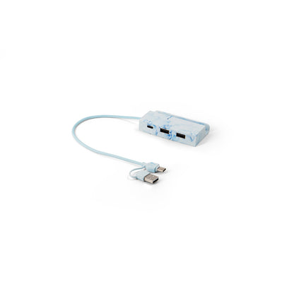 USB hub 2 v 1 iz recikliranega PET s stojalom za telefon