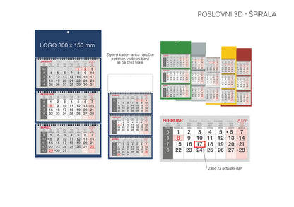Koledar 3D POSLOVNI - ŠPIRALA