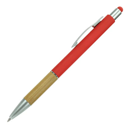 Aluminijasti kemični svinčnik z detajli iz bambusa touch