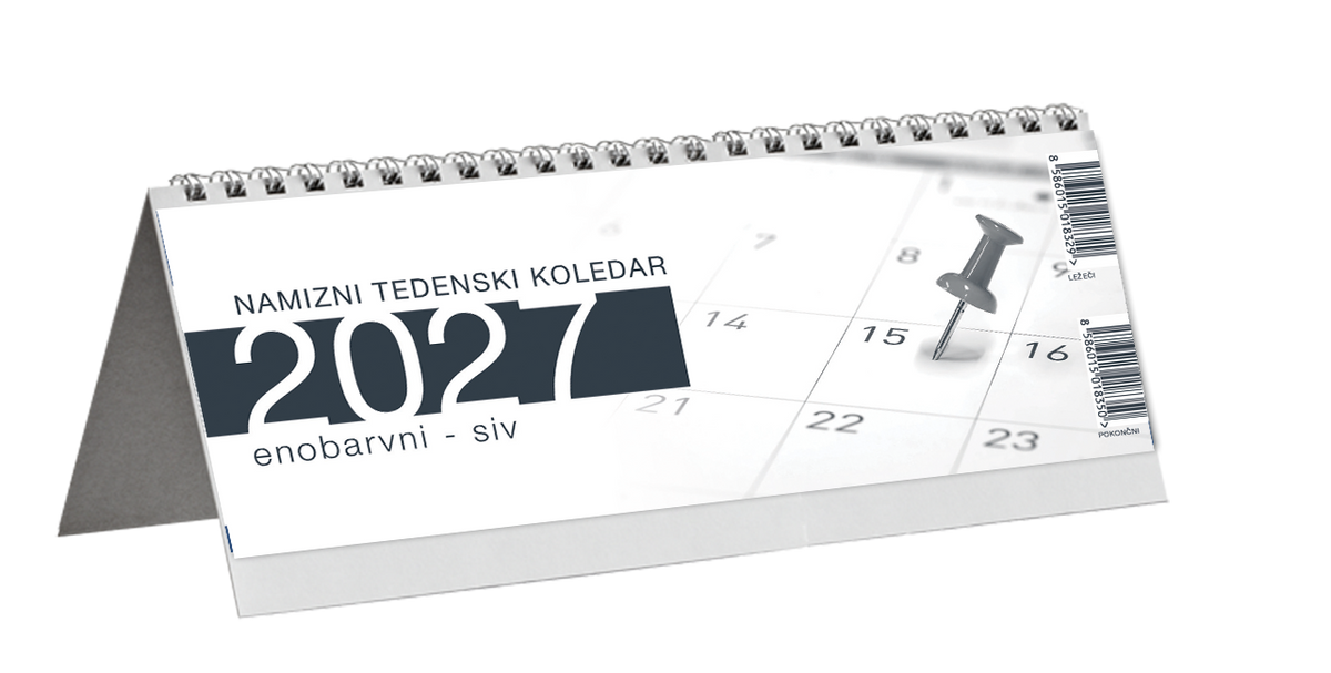 Koledar NAMIZNI - POKONČNI - Enobarvni siv