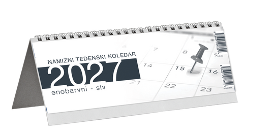 Koledar NAMIZNI - POKONČNI - Enobarvni siv