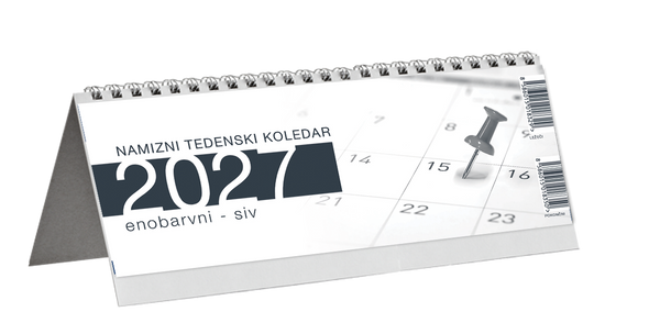 Koledar NAMIZNI - POKONČNI - Enobarvni siv